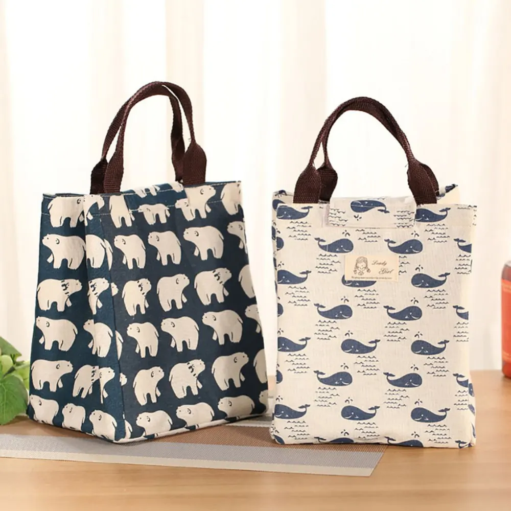 Cartoon Print Pattern Cooler Lunch Bag Portable Insulated Oxford Cloth Bento Tote Thermal School Picnic Food Storage Pouch
