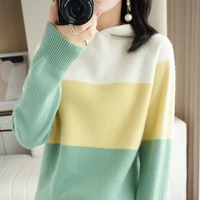 four seasons moze 100 pure wool knitwear ladies color spring and autumn new wool hoodie loose fashion high end knitted top