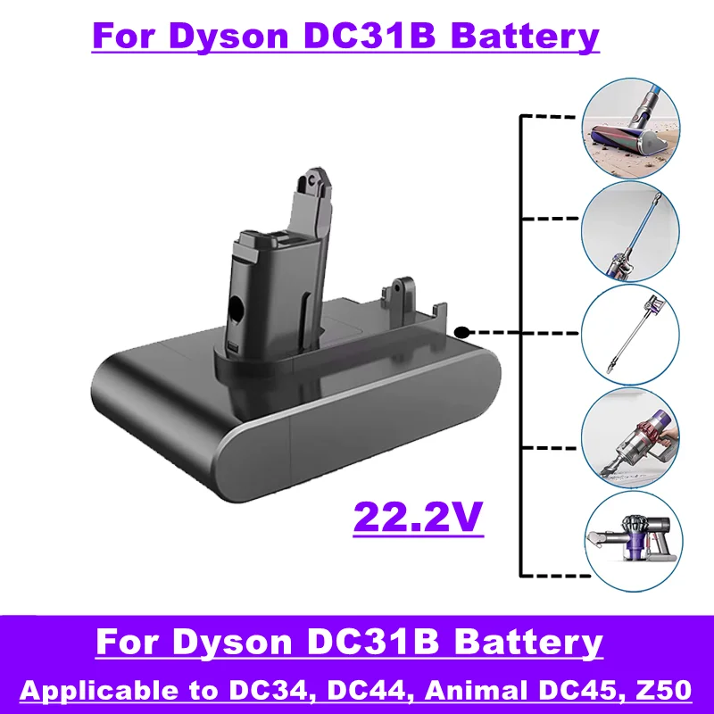

Аккумуляторы для аспиратора sans fil Dyson, 22,2 в, 6800 мАч ~ 12800 мАч, для моделей DC34, DC44, Animal DC45, Z50