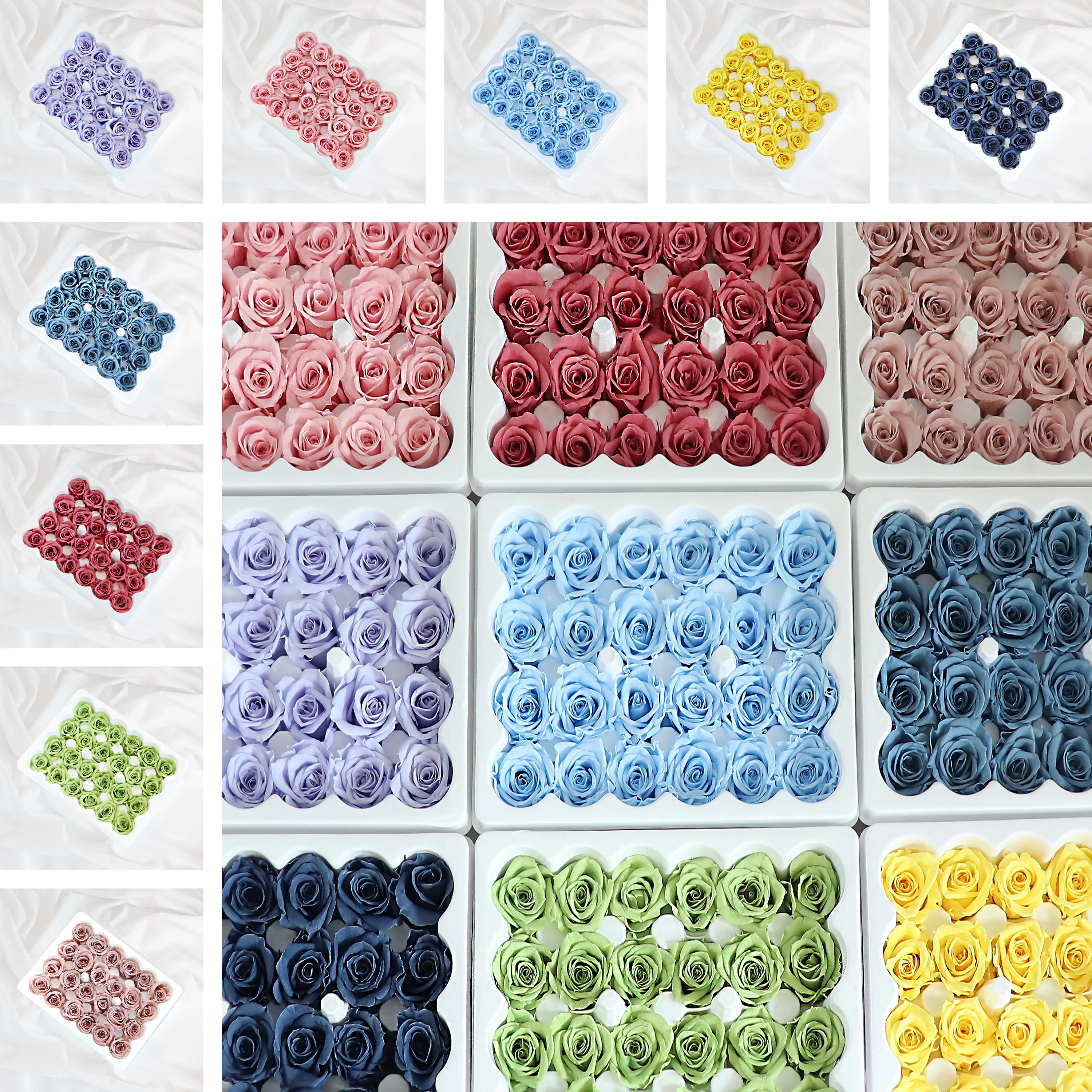 24 шт. мини-храненные головки роз 2-3 см класс B настоящая вечная долговечная роза