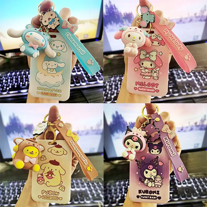 

Sanrio Kawaii bus card card student meal card protective cover cute Kulomi cinnamon roll campus subway kindergarten card set