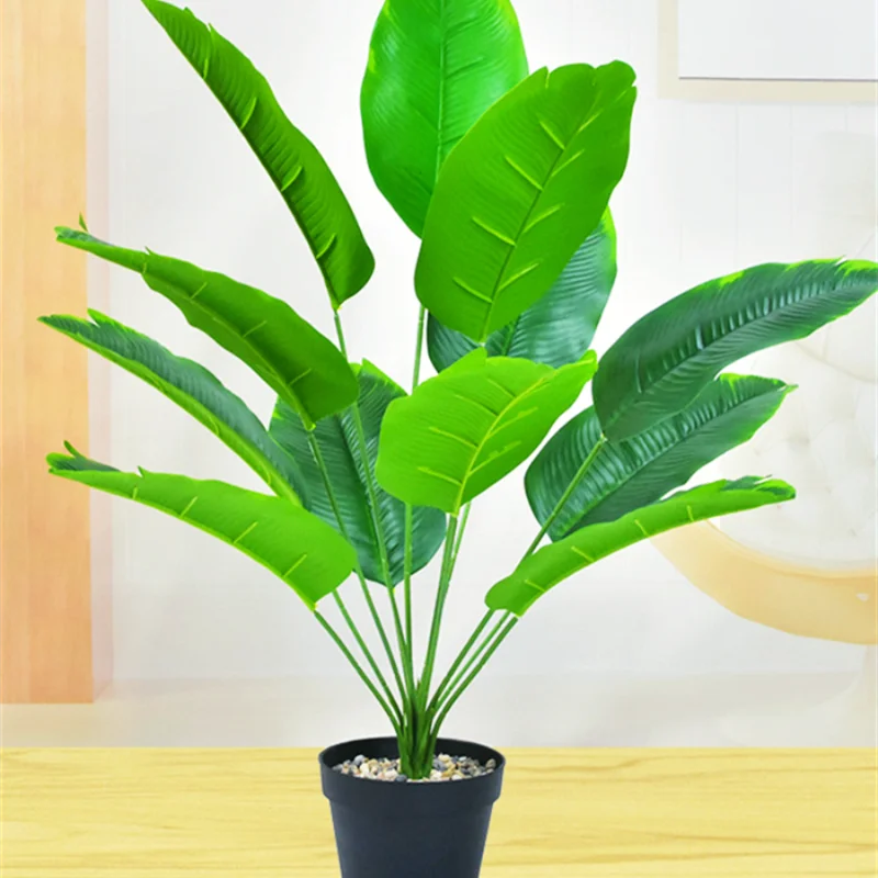 

Simulation Plant Single Branch 65 Cm 12 Forks Banana Leaf, Wedding Hotel Restaurant Scene Layout, Home Indoor Plant Landscaping