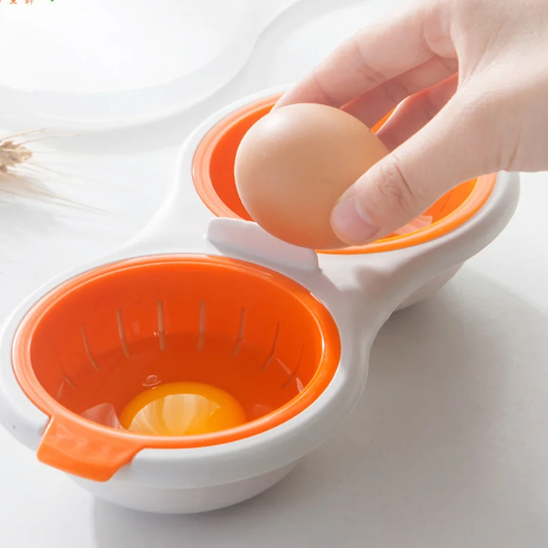 

Egg Boiler Draining Double Cup Egg Boiler Microwave Eggs Poacher Stock Layer Egg Cooker Round Double Innovative Kitchen Tools