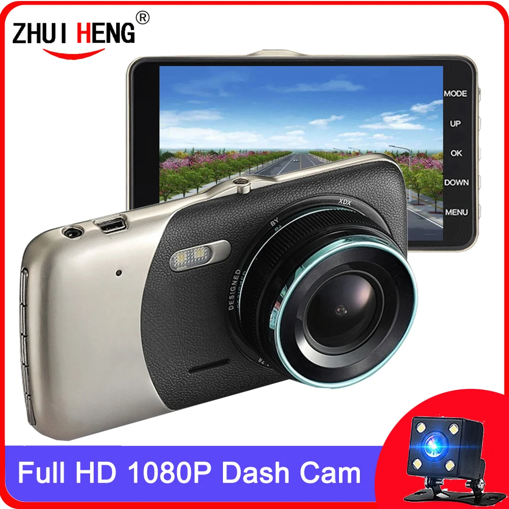 Dash Cam Black Box in Car DVR Camera Video Recorder Rear View Dual Lens HD Cycle Recording Video Mirror Recorder Black Box