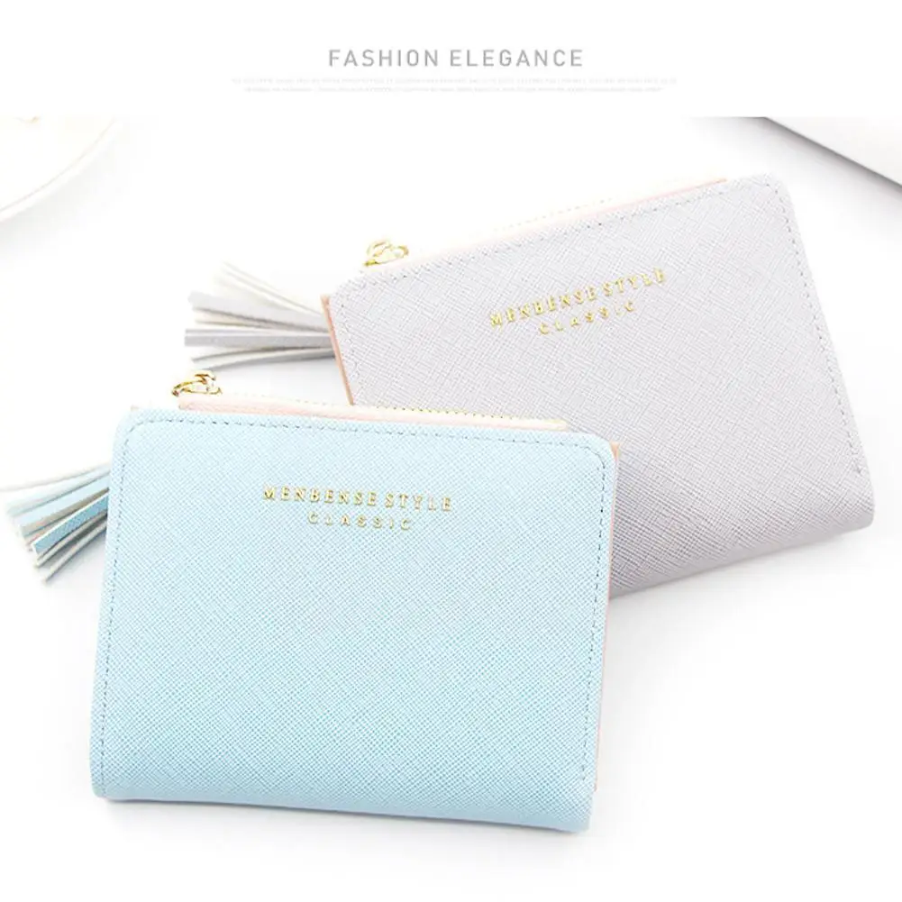 

Women's Folding Short Wallet PU Leather Zipper Hasp Multiple Fashion Money Vintage Purses Card Coin Slots Bag Ladies Clutch R8M8