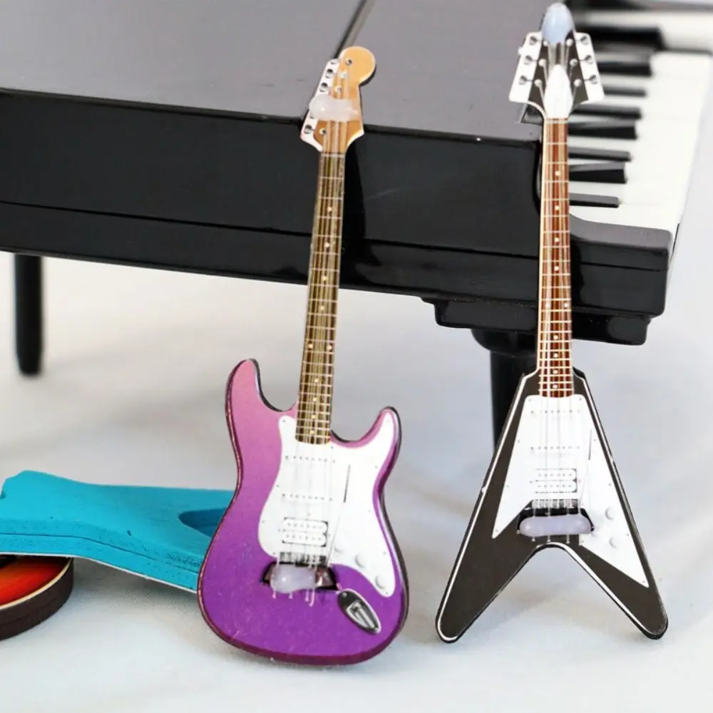 

Doll House Accessories 1:6/1:12 Dollhouse Furniture Photographic Prop Pretend Play Simulation Electric Guitar Model Cute