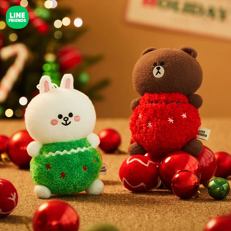 

Line Friends Holiday Series Anime Brown Bear Cony Plush Dolls Kawaii Doll Pendants Cartoon Hand Puppet Cute Christmas Gifts Toys