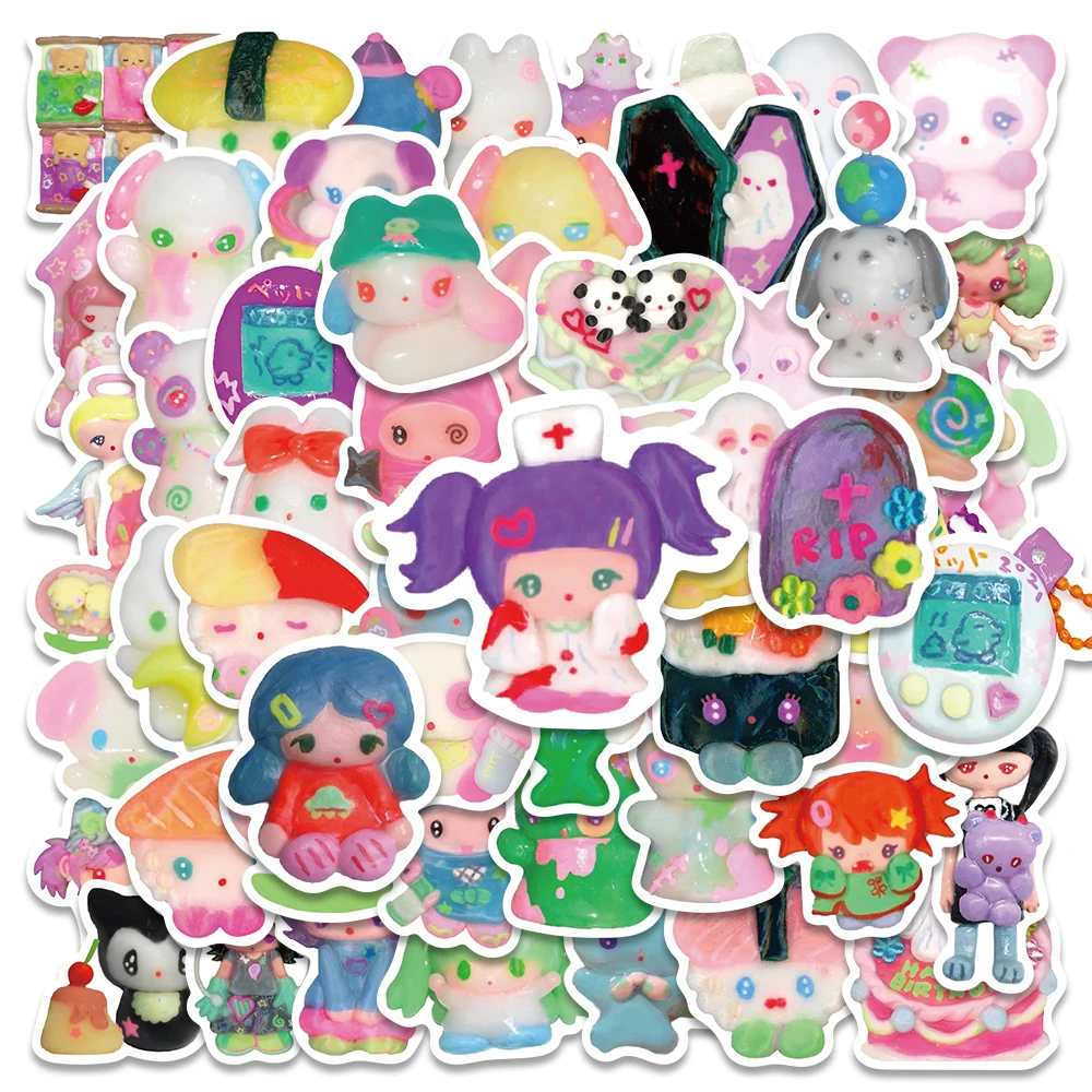 

10/56PCS 3D Crystal Clay Girl Cute Stickers Skateboard Notebook Fridge Phone Guitar Luggage Decal Sticker Kids Toy