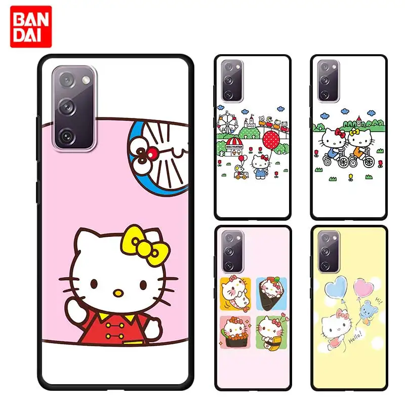 

Hello Kitty Cartoon Case for Samsung Galaxy Note 20 10 9 8 S21 S20 FE Plus Ultra Lite 4G 5G Silicone Capinha Cover Black