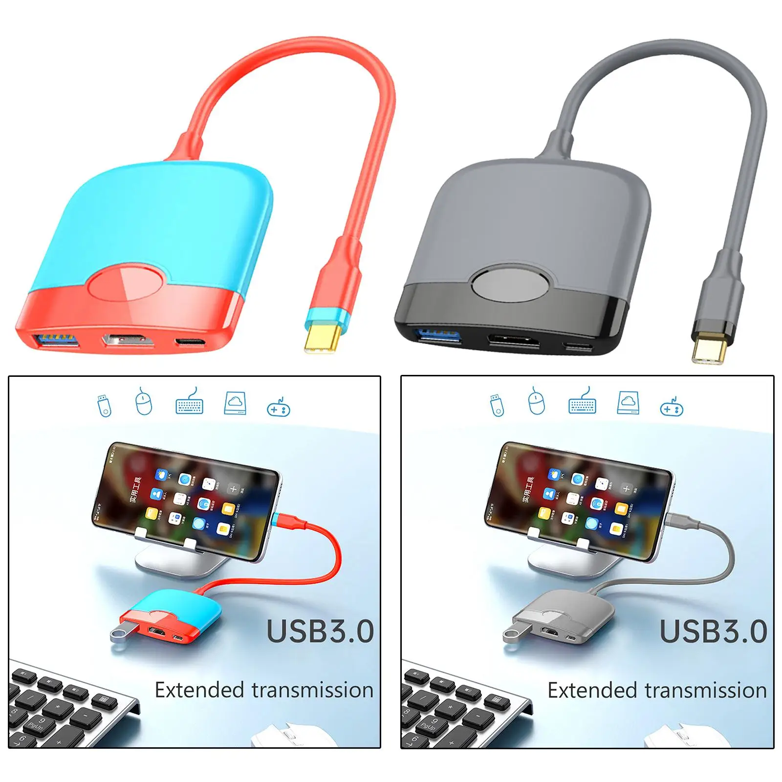 

For Nintendo Switch Portable TV Dock Station Type-C to USB HDMI 4K HD Adapter