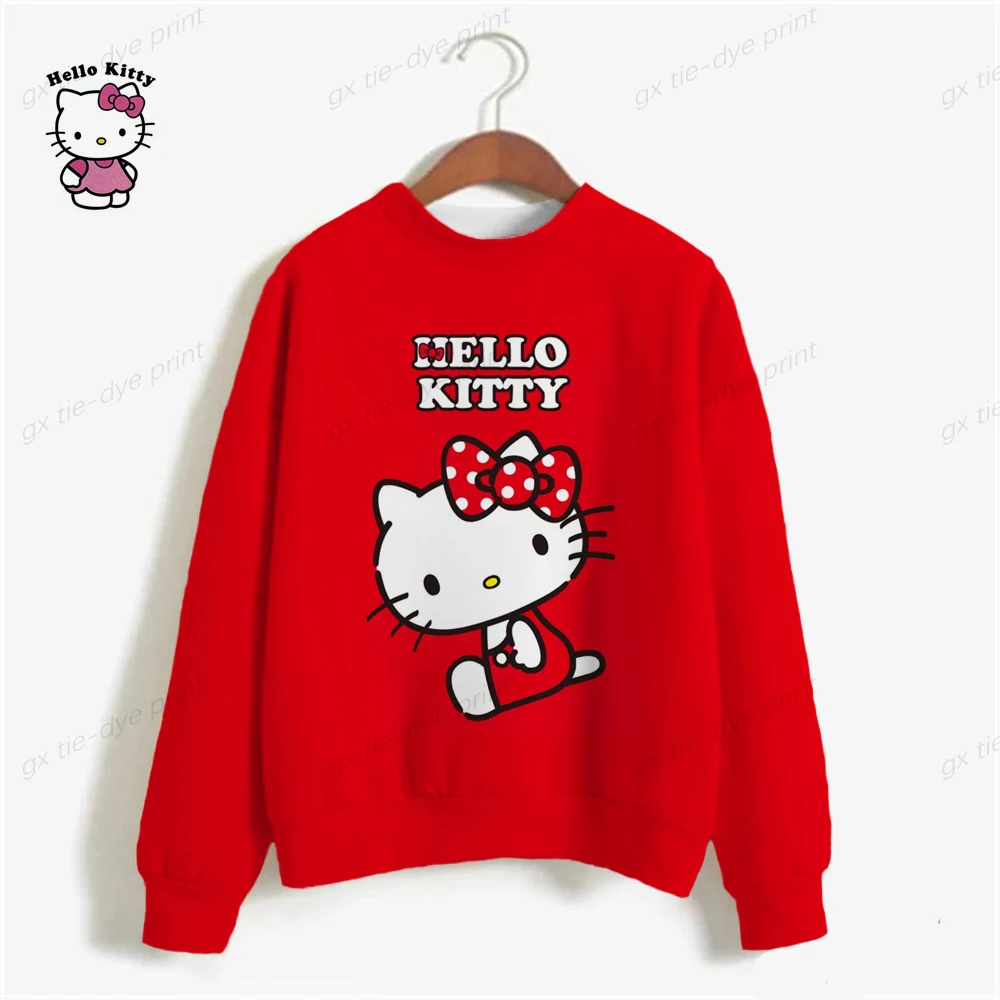 

Kawaii Girl Anime Sweatshirt HELLO KITTY Harajuku Oversized Casual Pullover Cute Couple Valentine's Day Gift Hoodie 2023 New