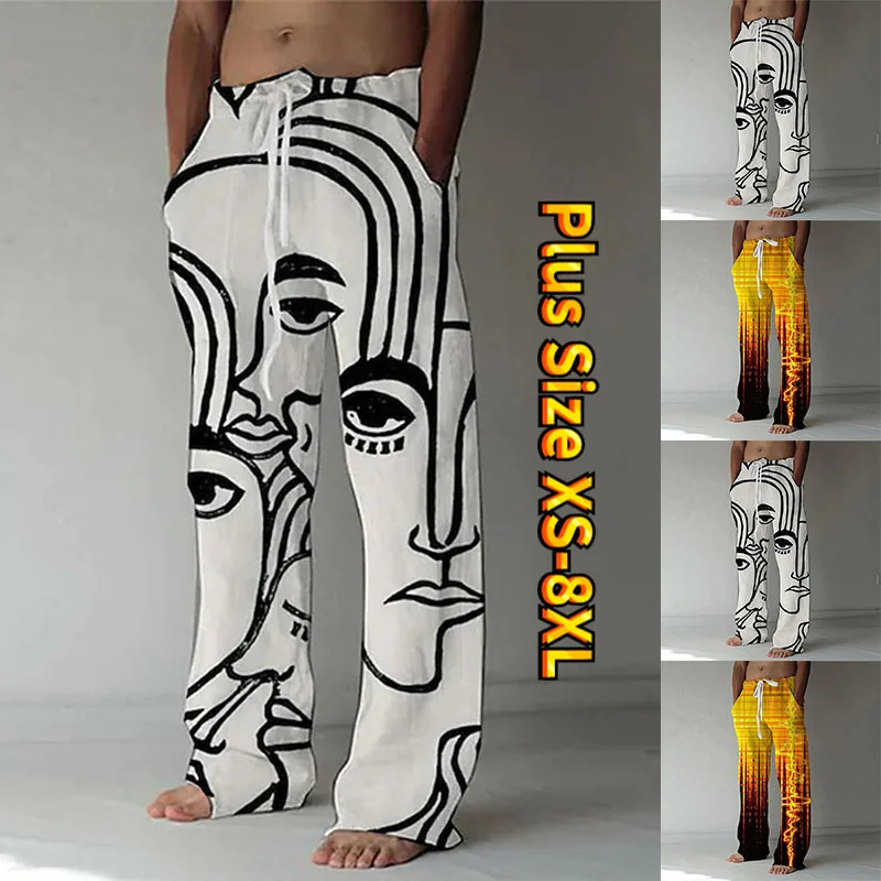 

Monotone Senior Printed Pattern Men Straight Slacks Outside Ride Daily Street Style XS-8XL