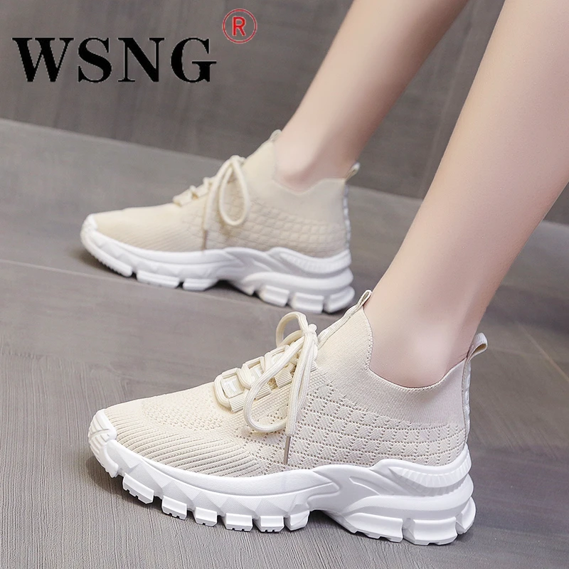 

2022 Summer Mesh Ladies Sneakers Breathable Comfort Ladies Flat Shoes Lightweight Casual Shoes Lace Up