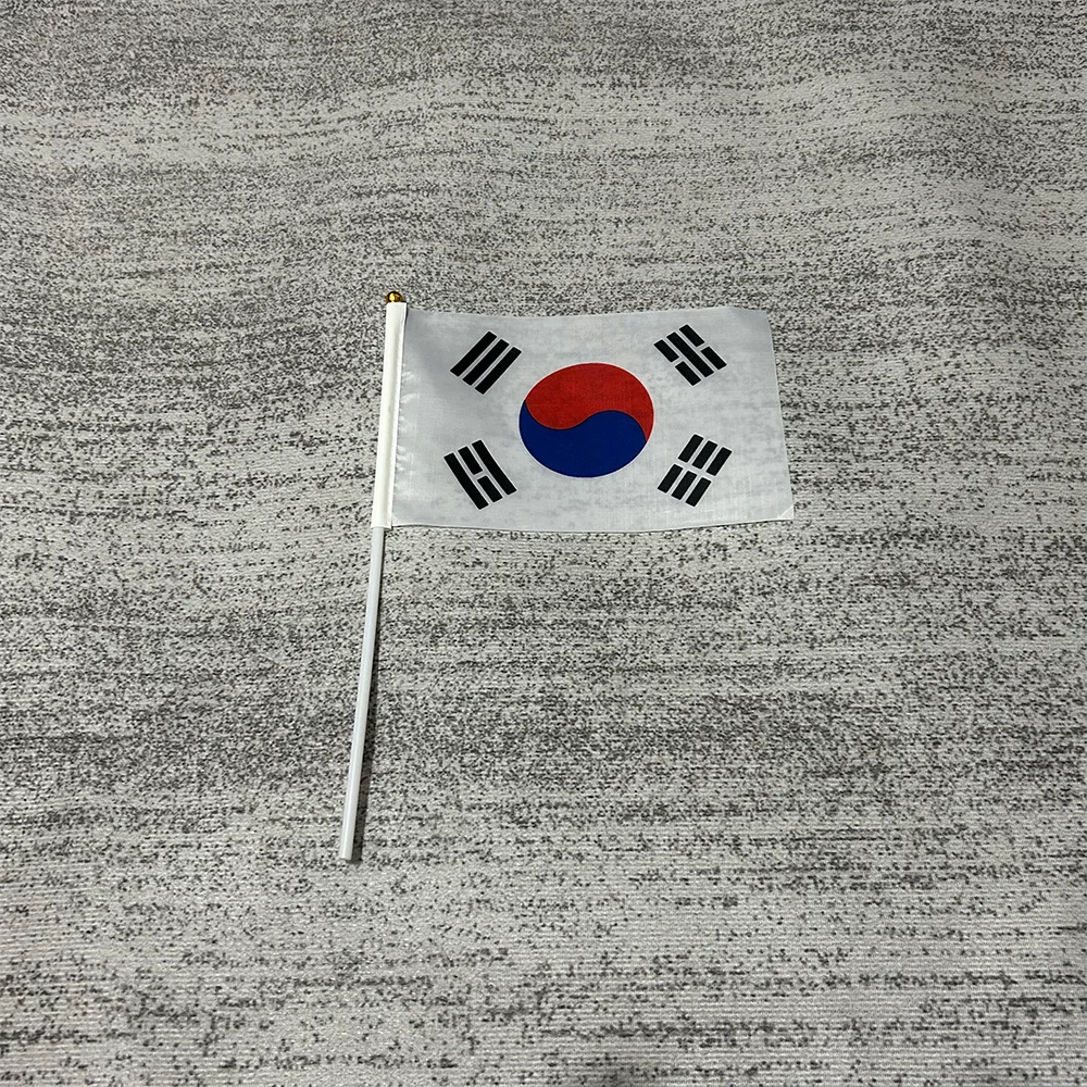 Южная Корея ручной размахивающий флаг 14x21 см 50 шт. 100 полиэстер баннер для