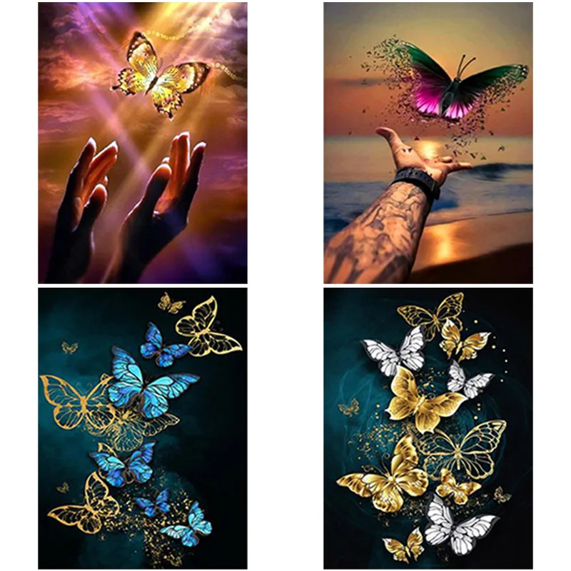 

DIY 5D Diamond Painting Rhinestones Full Round/square Drill Butterfly Diamond Art Embroidery Animal Cross Stitch Home Decor Gift