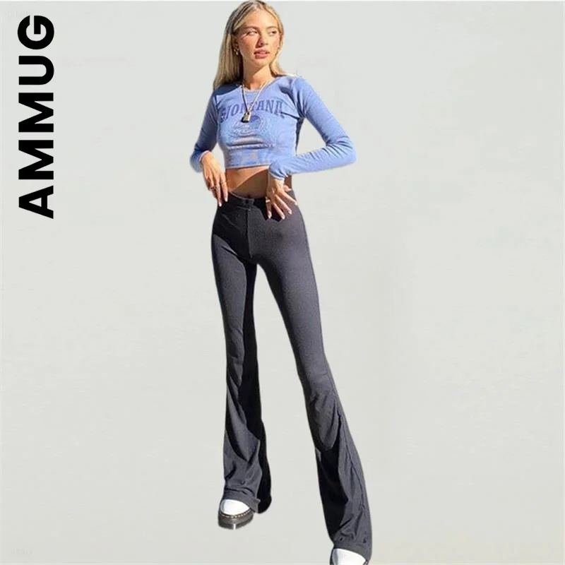 

Брюки Ammug женские на осень-зиму, брюки-карандаш, брюки-клеш в городском стиле 90-х годов, элегантные пикантные штаны, женские