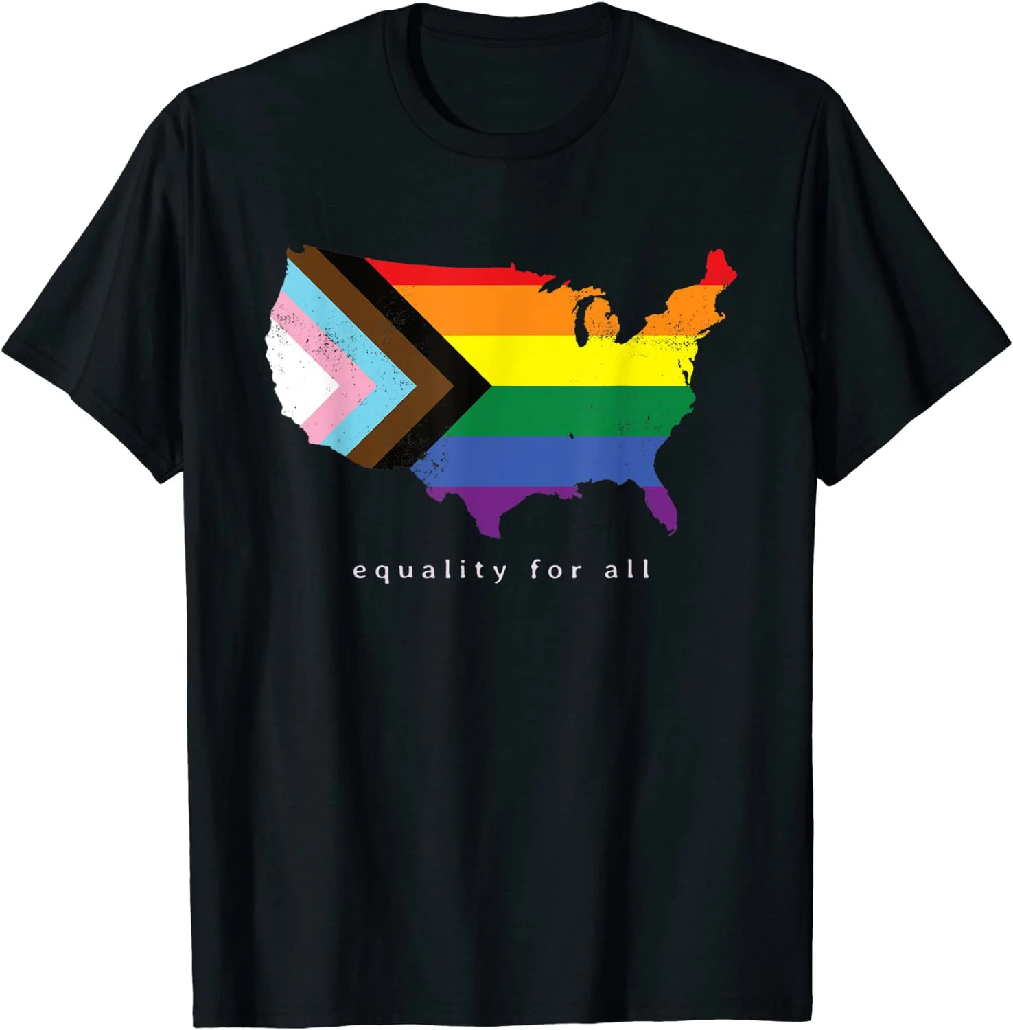 

Progress pride flag USA Map Equality Pride T-Shirt