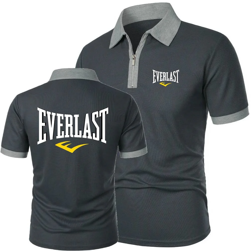 Фото EVERLAST МУЖСКИЕ рубашки поло для бега и тренировок, футболка, летняя дышащая сетчатая хлопковая футболка на молнии с лацканами, футболка для тренажерного зала, фитнеса и тренировок, поло №3
