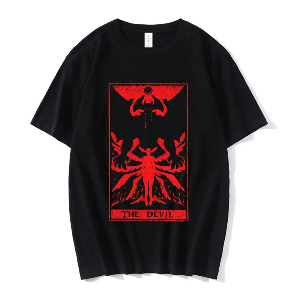 Футболка мужская оверсайз с рисунком дьявола Таро Debiruman из 100% хлопка