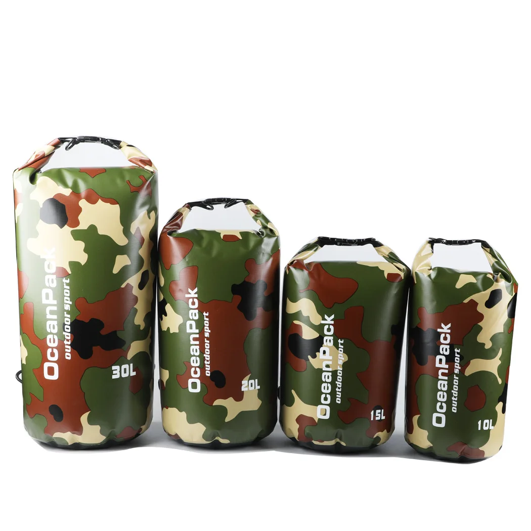 

PVC Waterproof Dry Bag 5L 10L 20L 30L Camo Outdoor Diving Foldable Man Women Beach Swimming Bag Rafting River Ocean Backpack