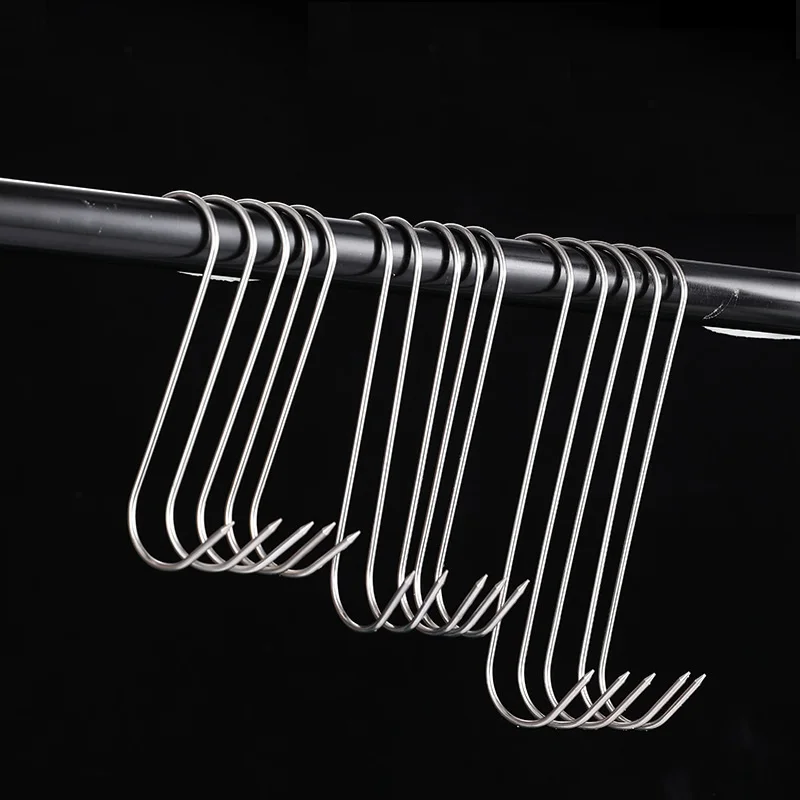 

Bacon Roast Duck Pork Stainless Steel S Hooks with Sharp Tip Utensil Meat Clothes Hanging for Butcher Shop Kitchen Baking Tools