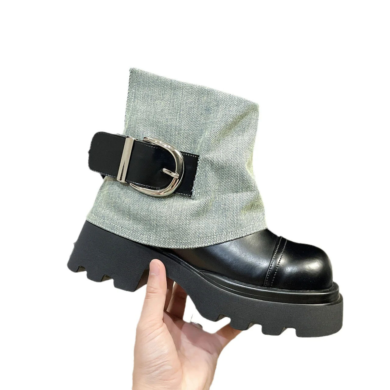 

Korean Retro Ankle Boots for Women Spring Autumn New Designer Cowboy Canvas Platform Shoes Female Fashion Casual Botas De Mujer