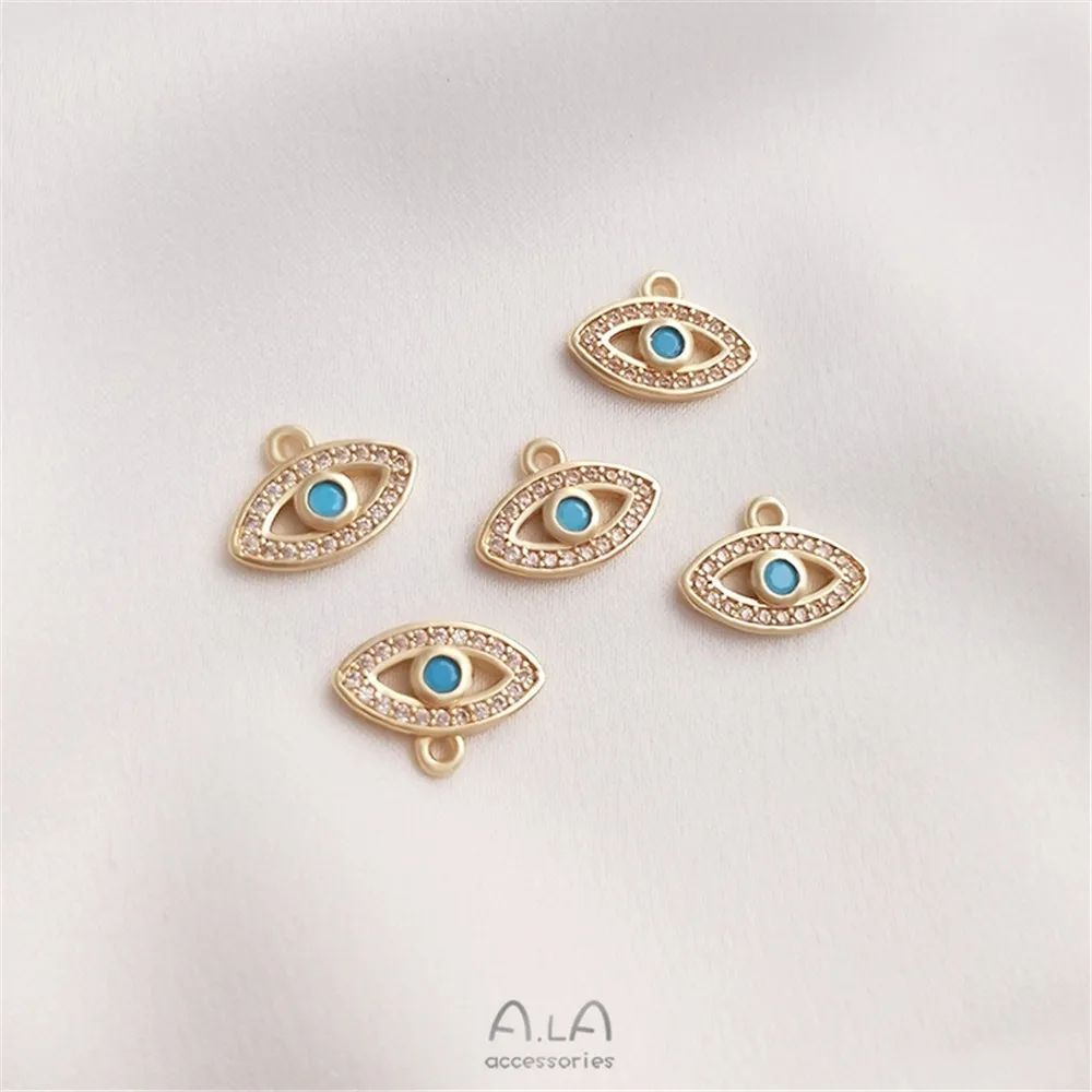 

Blue zircon Turkish Devil's Eye Pendant 14K gold encased DIY bracelet earring earrings eye pendant