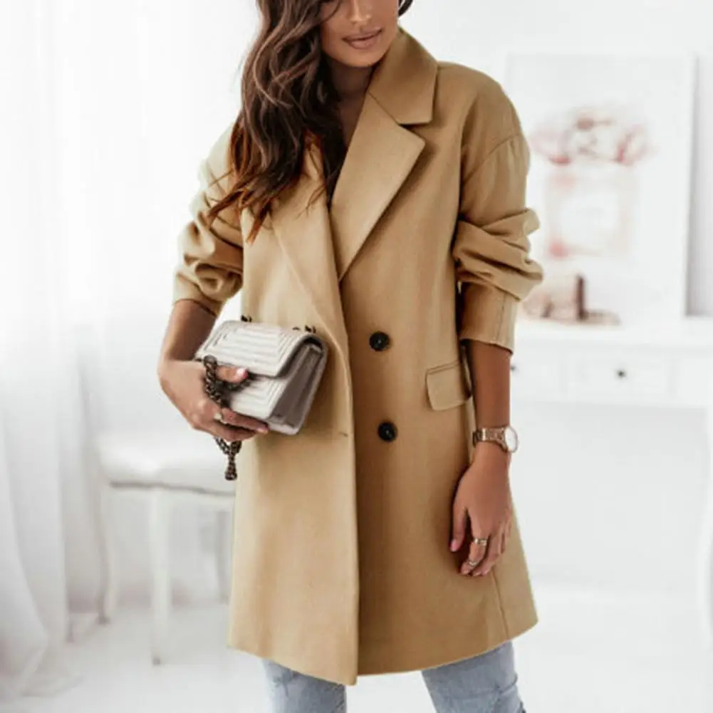 

Winter Overcoat Buttons Thick Keep Warm Pockets Women Winter Coat Lady Overcoat for Dating