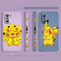 pikachu cute cartoon for xiaomi redmi k50 gaming 10x 9 9a 9t 9at 8 8a 7 6a 5a 4x pro 4g 5g liquid left rope silicone phone case
