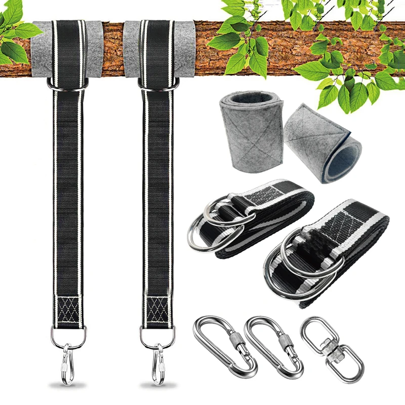 

One Pair Tree Swing Hanging Kit Hammock Straps Camping 350 KG Load Capacity Rope Carabiner OutDoor Hiking Hammock Hanging Belt