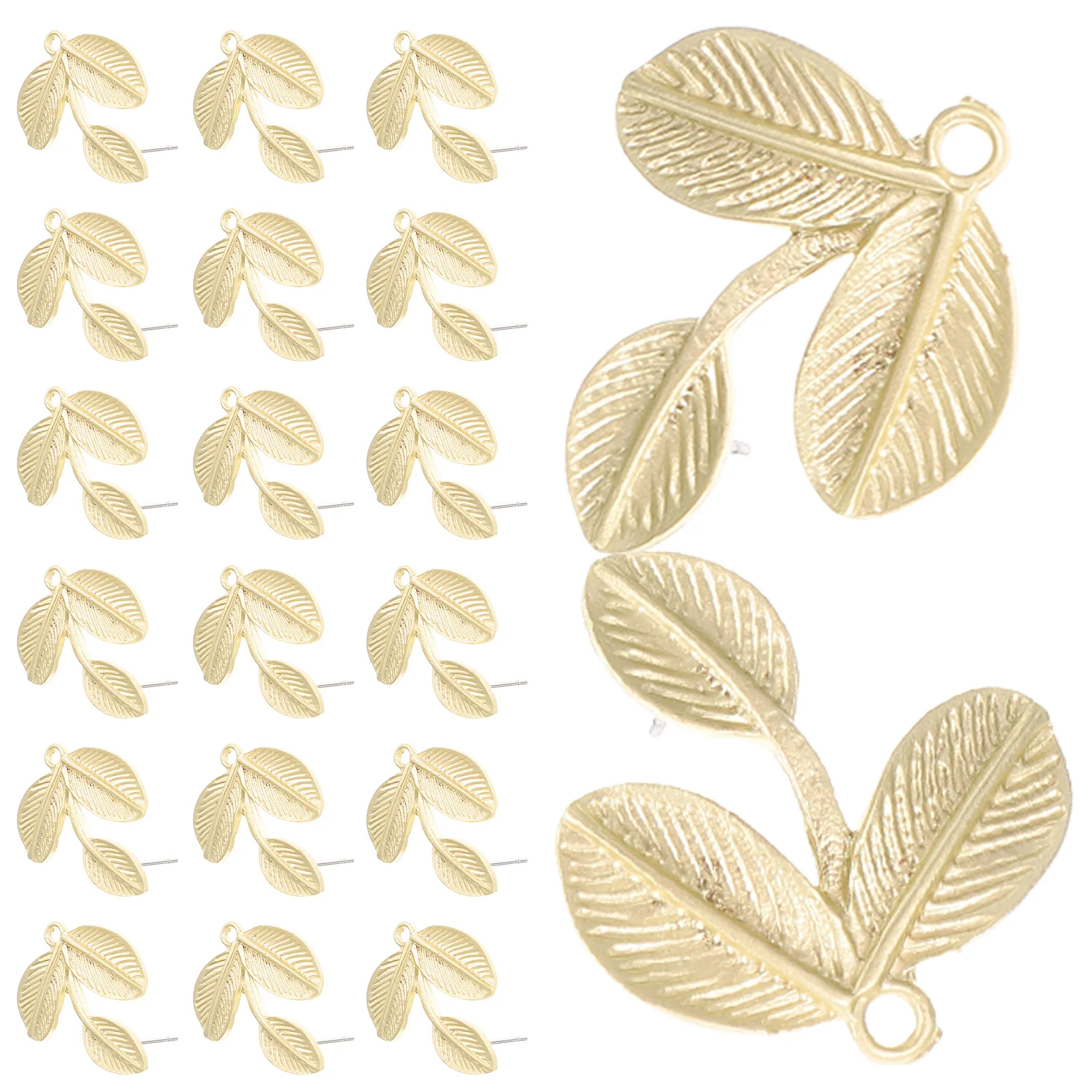 

20 Pcs Earring DIY Accessories Women's Gold Statement Earrings Leaf Charms Pendants Metal Backs Studs Blanks
