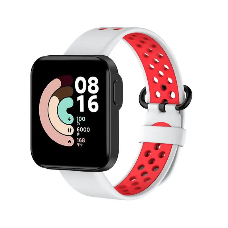 

For Xiaomi Mi Watch Double Color Round Hole Watch Wristband Lite Silicone Soft Skin Friendly Replacement Strap Sport Watchband