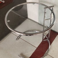 flexible 61 91cm glass stainless steel table coffee trolley sofa side round table minimalism furniture bedside corner table