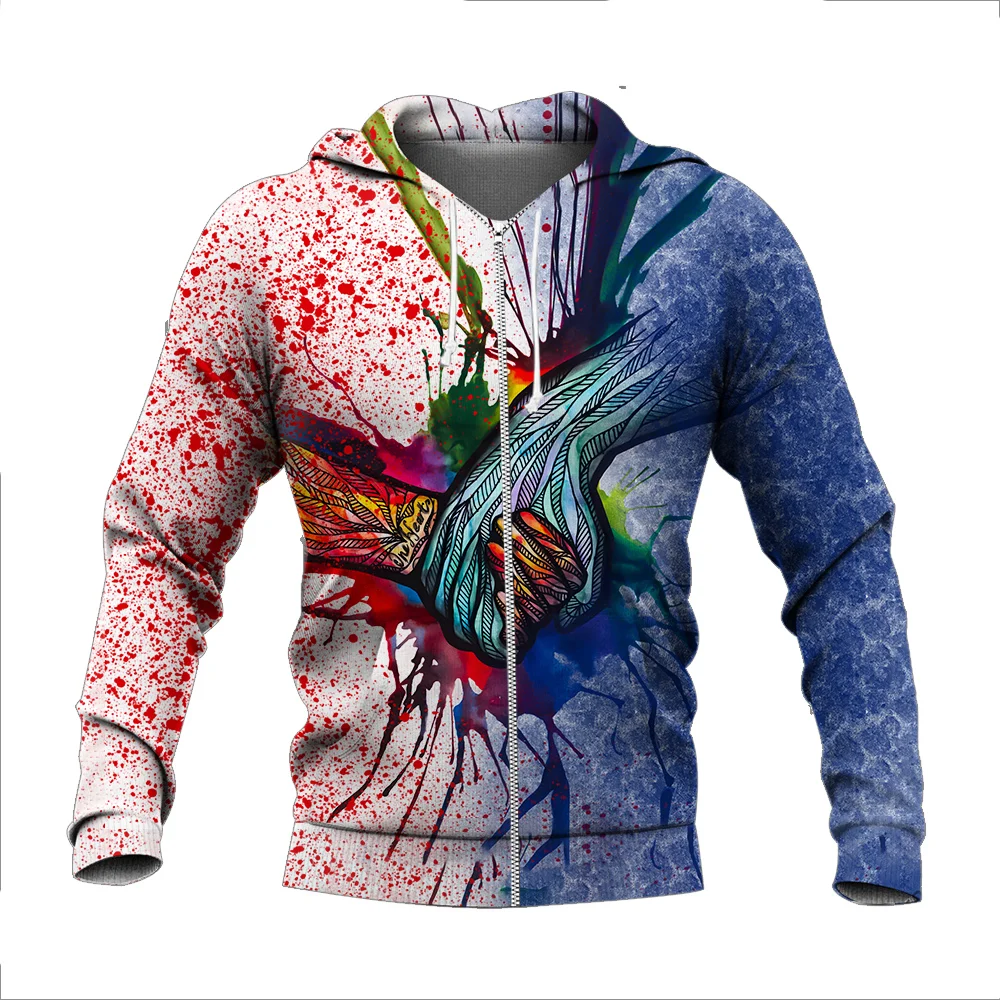 

2022 Fashion New Men's Hoodie Sweatshirt Unisex Street Casual Zipper Jacket Halloween Pullover