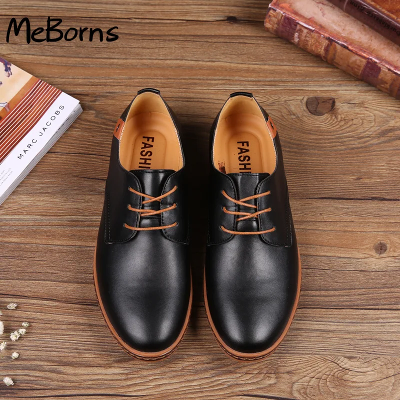 

2022 Men Must Have Basic Shoes Low Top Black Brown Blue Men Oxford PU Leather Shoes Comfortable Men Office Dress Shoes Big Size
