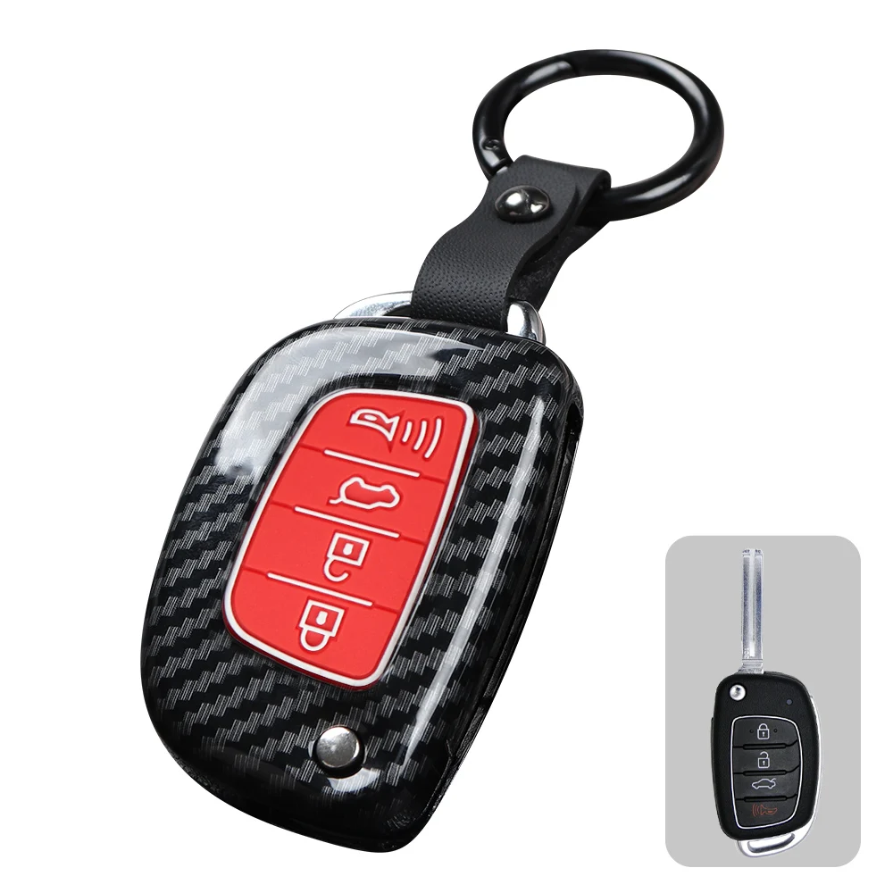 

Car Key Case Cover For Hyundai Tucson ix35 i40 Azera Accent Elantra IONIQ Santa Fe Sonata HB20 4 Button Folding Accessories
