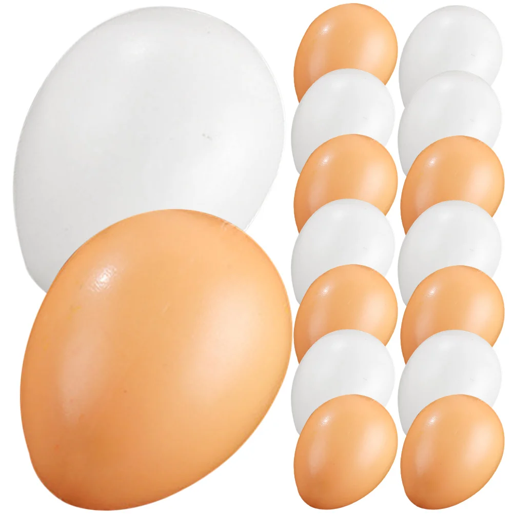 

16 Pcs Simulation Egg Props Kids DIY Plastic Eggs Decor Fake Chicken Coop Toys Pvc Imitation Emulation Child Golden