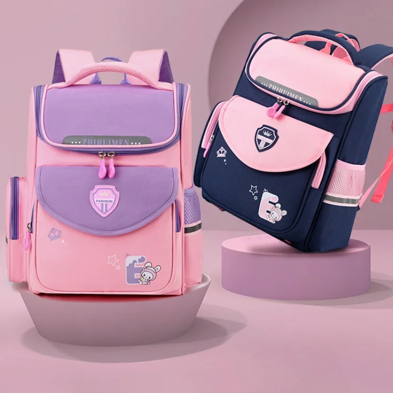 High Capacity for 6-9 Years Old Girl Boy Cartoon Rabbit Bear Backpack New Schoolbags for Primary School Students Grade 1-3-6 Hot