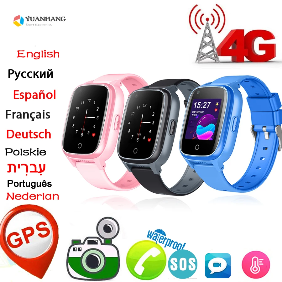 

Hebrew IP67 Waterproof Smart 4G GPSTracker Locate Kid Student Remote Camera Monitor Smartwatch Video Call Android Phone Watch