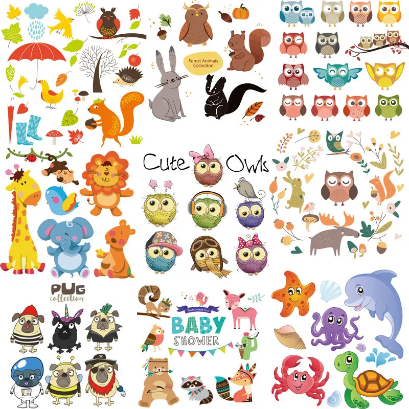

Cartoon Animal Patch for Clothing Stickers Heat Transfer Patch Heat-sensitive Patches Ironing Stickers on Clothes DIY Appliques