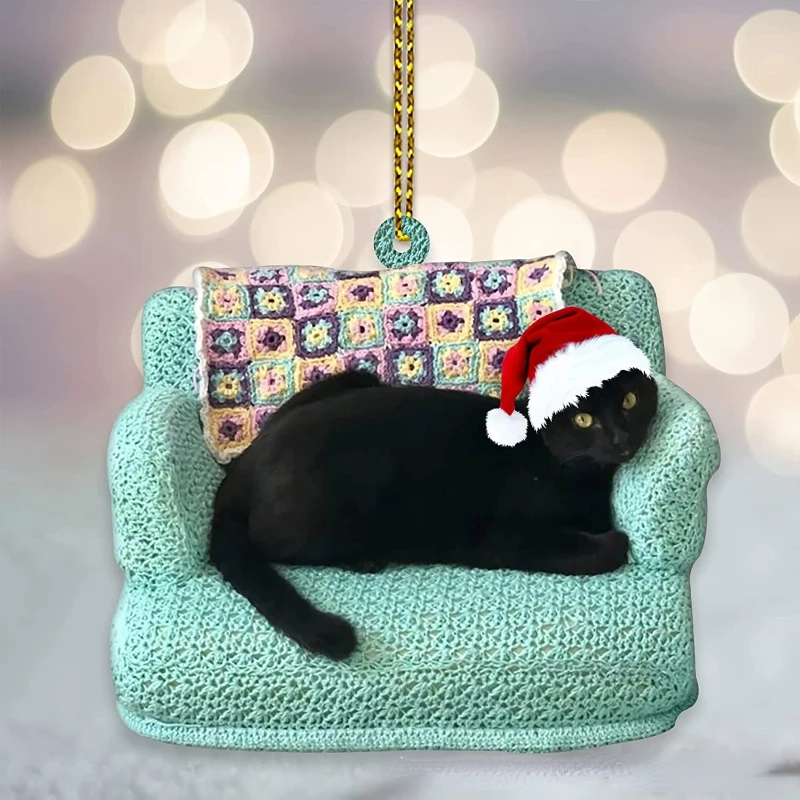 

1pcs Xmas Black Cat Pendant 2022 Christmas Party Decoration New 2023 Tree Year GiftsOrnaments Christmas Decorations Hanging
