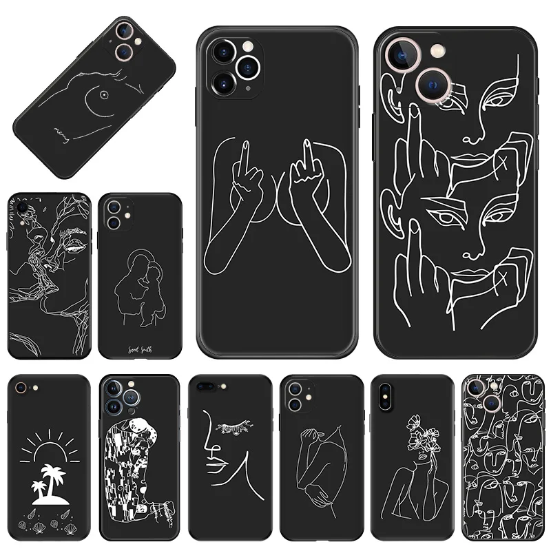 Мягкие чехлы для телефонов iPhone 14 15Pro 13 Pro Max 12 11 7 8 15 6S SE XS XR X чехол с абстрактной