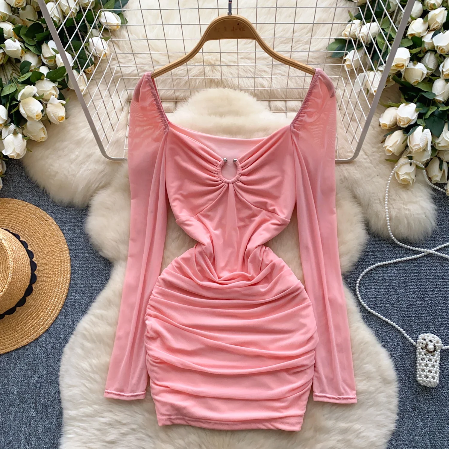 Сексуальное Сетчатое платье Revet Goth с длинным рукавом шикарное элегантное