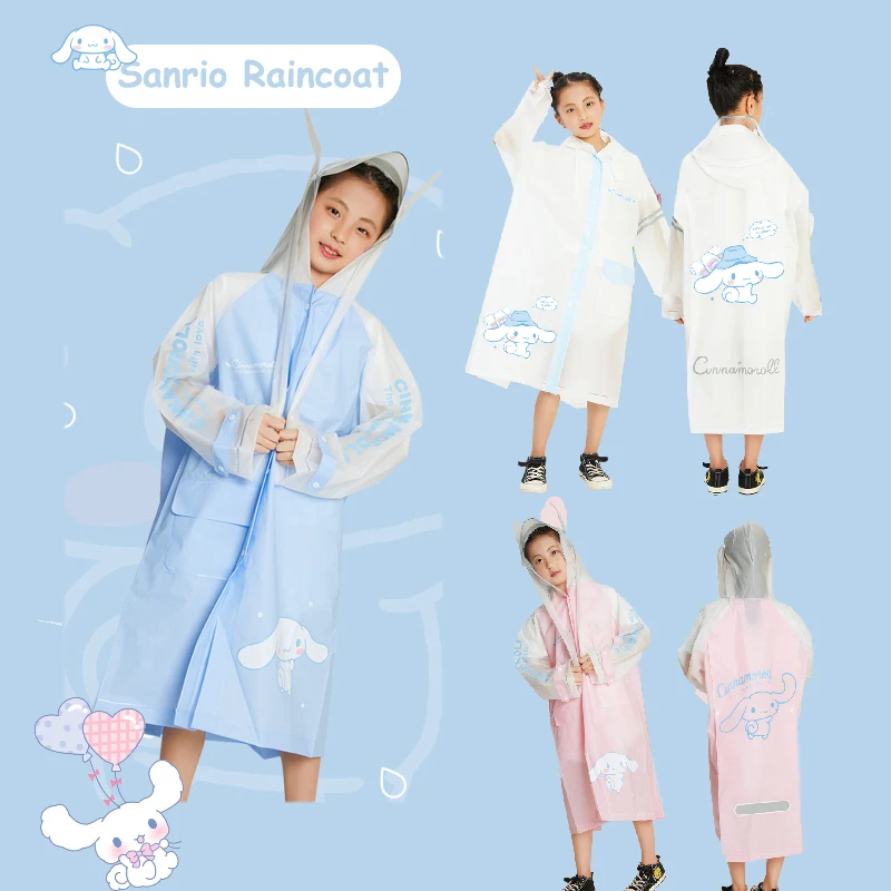 

Sanrio Cinnamoroll Children's Raincoat with Schoolbag Bit Cartoon Cute Rain Poncho Outdoor Hiking and Travel Waterproof Clothing