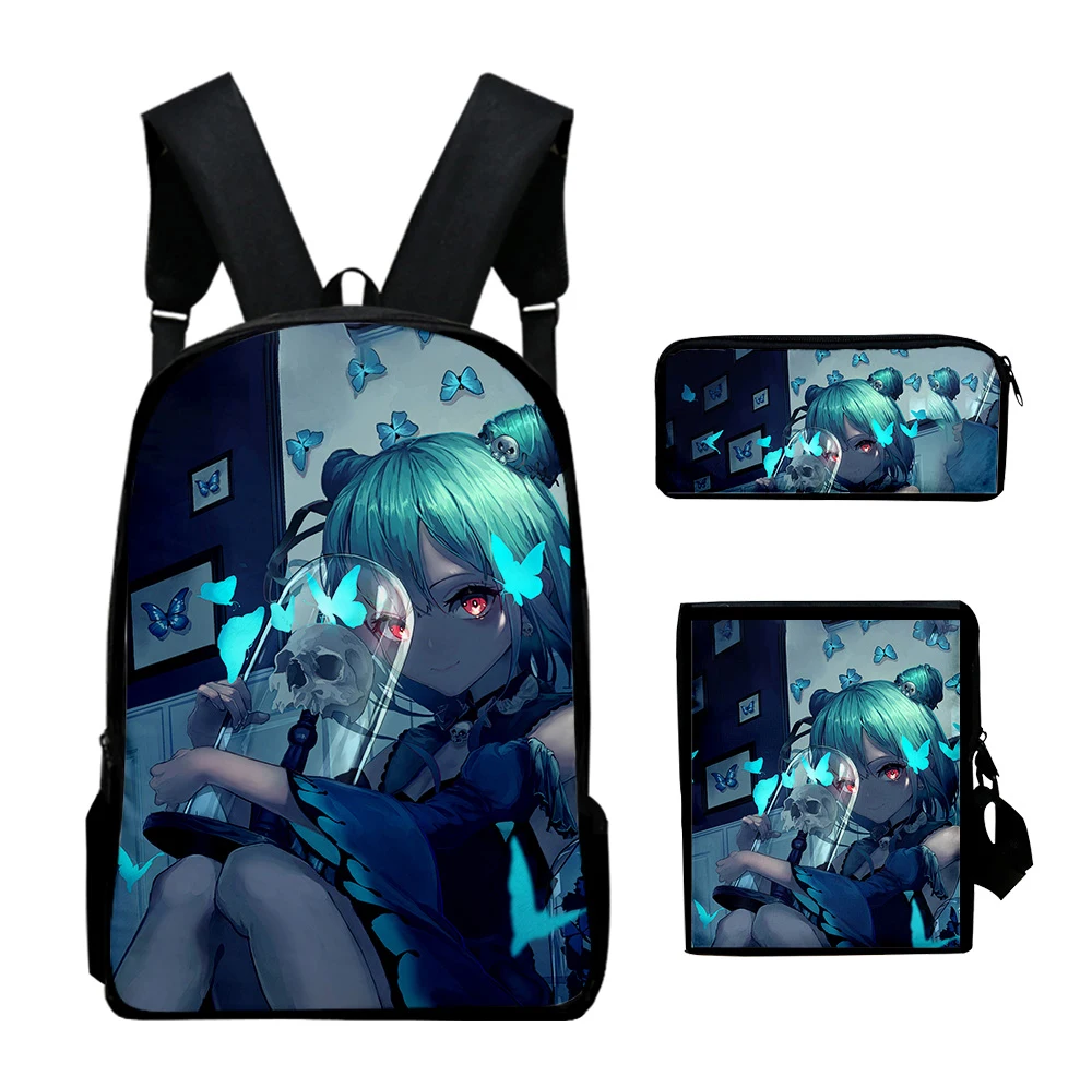 

Harajuku HOLOLIVE Uruha Rushia 3pcs/Set Backpack 3D Print School Student Bookbag Travel Laptop Daypack Shoulder Bag Pencil Case