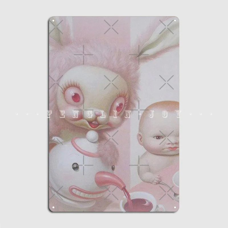 

Mark Ryden Pink Bunny Poster Metal Plaque Club Party Club Bar Personalized Plaques Tin Sign Posters