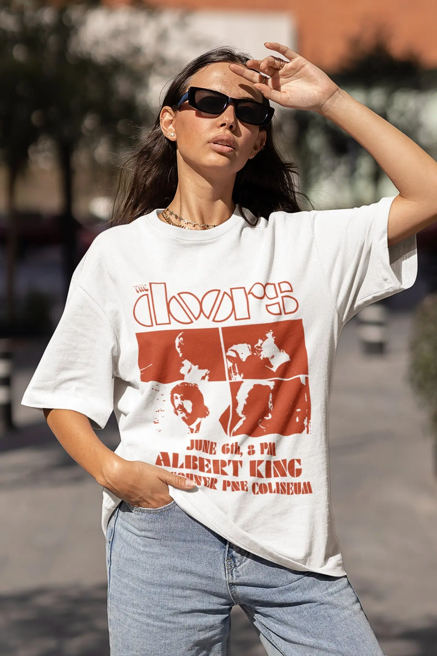 Винтажная музыкальная футболка рубашки с дверной повязкой для влюбленных