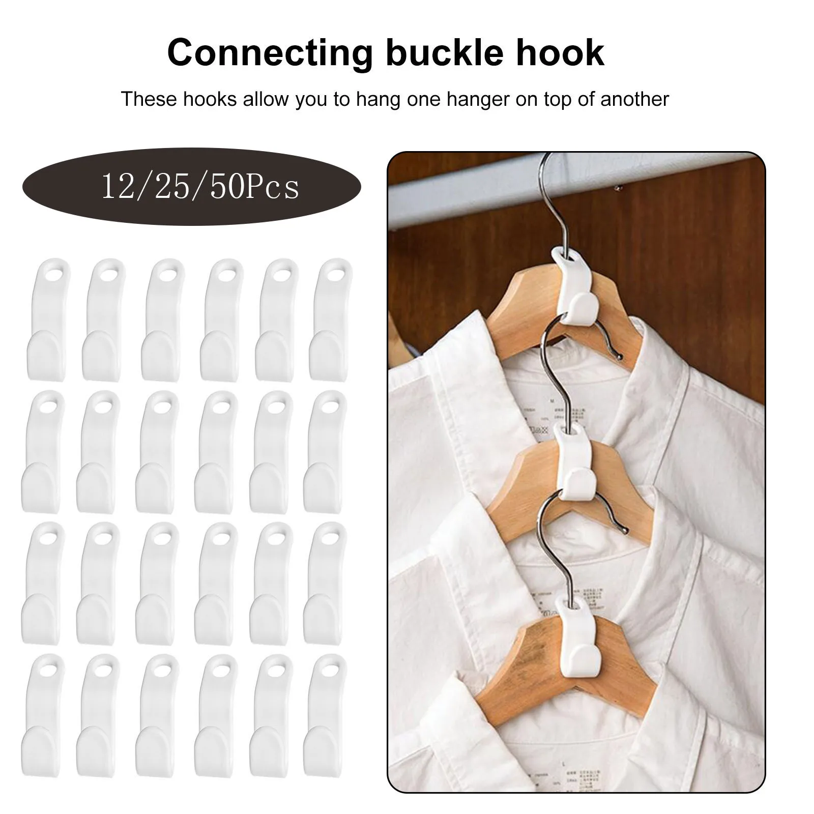 

Mini Clothes Hanger Connector Hooks Cascading Plastic Wardrobe Coat Extendable Hanger Holder 12/25/50Pcs Space Saving for Closet