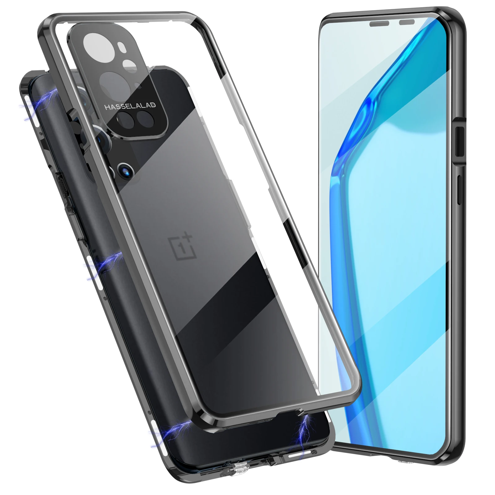 

Case for Oneplus 9 Pro/8/Nord/ N100/1+7 Pro/7T, 360 Full Protection Double-sided Tempered Glass Magnetic Adsorption Cover