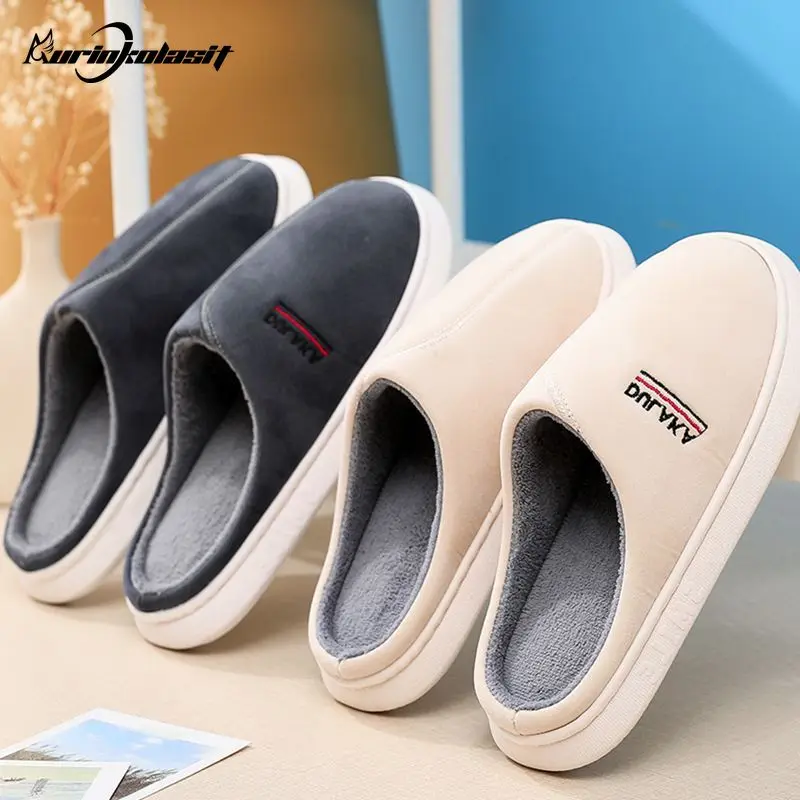 

Luxury Home Plush Slippers for Women/men Winter Warm Non-slip Thick Bottom Soft Comfortable Couple Cotton Shoes Suede Slipper